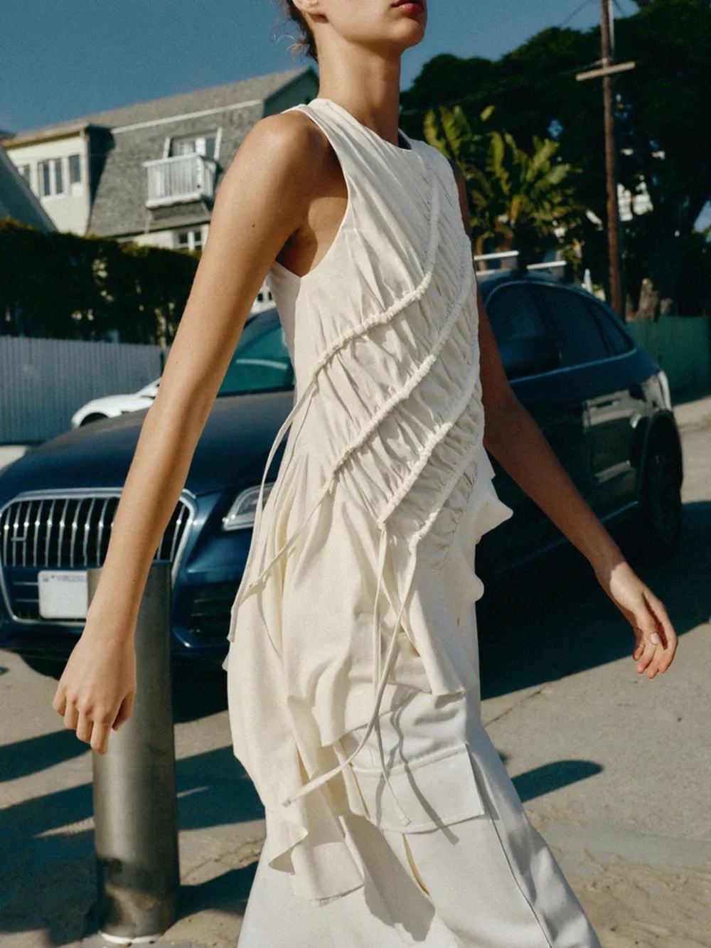 ZARA ASYMMETRIC RUCHED TOP - Picture 3 of 9